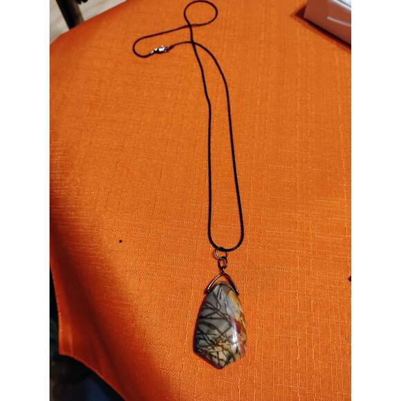 Jasper stone necklace on rope cord, small chip hobo naturalist looks handmade - Picture 2 of 8